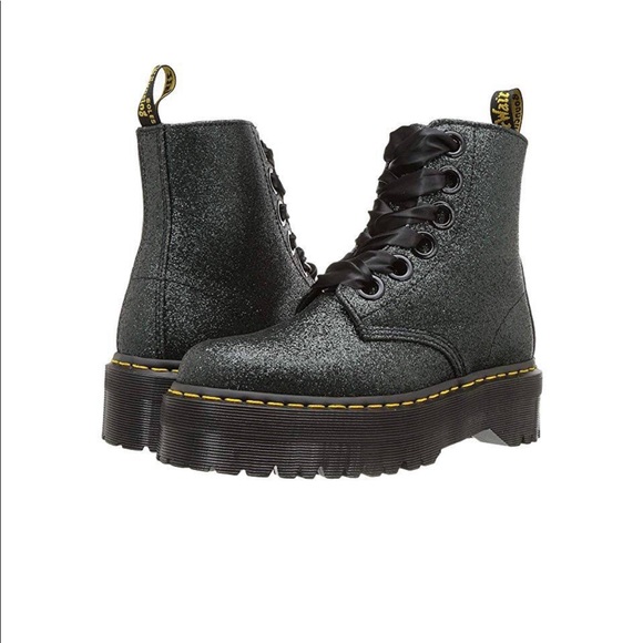 dr martens molly glitter black